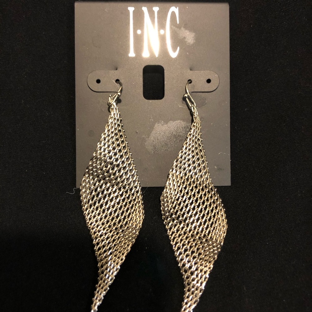 INC Silver-Toned Mesh Earings